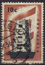 z vendido Holanda 1956 Scott 368 Sello Edificio Europa 10c usado Stamps Netherlands Holland Hollande Olanda 